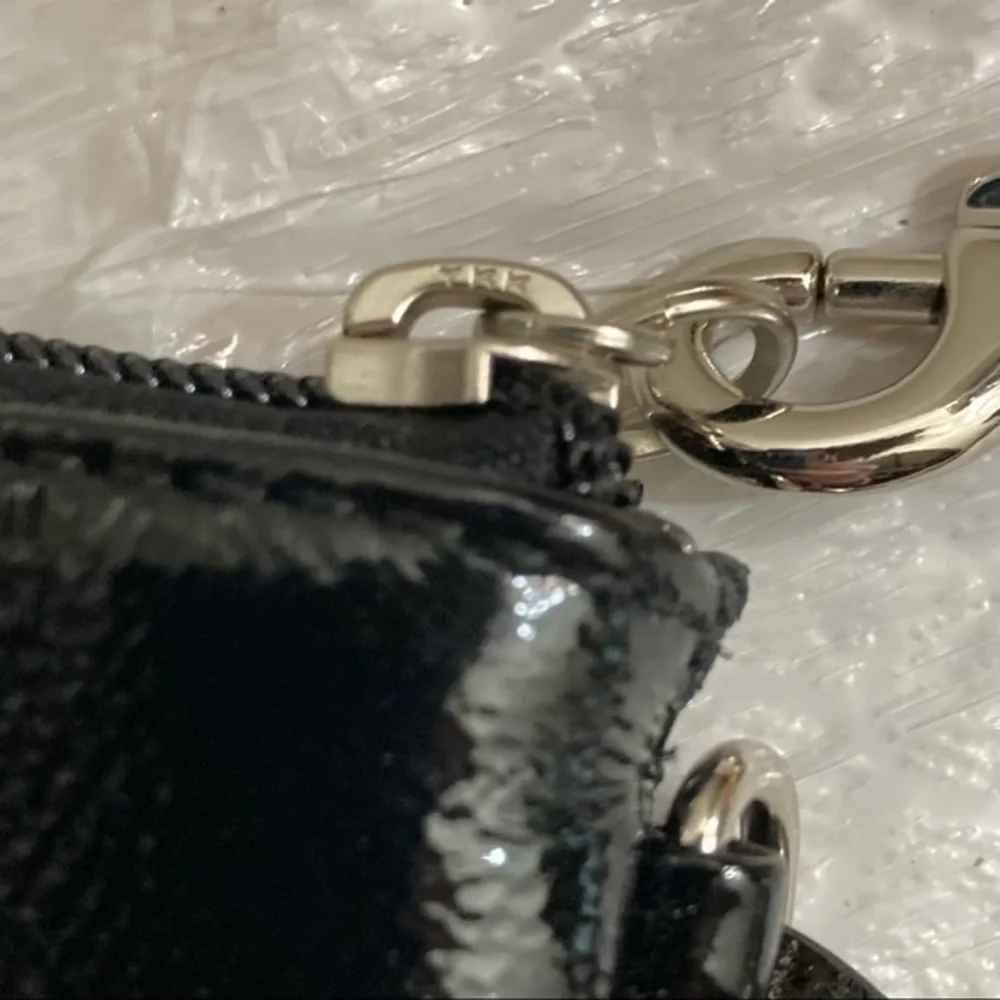 Cos liquid gloss black patent leather wristlet bag